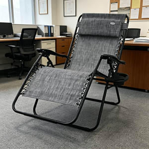 Silla de Exterior <span class=keywords><strong>Plegable</strong></span> Extra Grande y Resistente con Portavasos, <span class=keywords><strong>Tumbona</strong></span> Reclinable con Marco de Acero Inoxidable, Silla de Gravedad Cero - Product Image 2