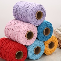 Cordon en coton cardé coloré teinté de 4 mm pour le bricolage, la tapisserie faite à la main, le matériel de suspension murale