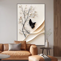 Peinture en porcelaine de cristal, motif papillon 3D moderne et luxueux, pour décoration intérieure, salon, hôtel, café - Vente en gros directe usine