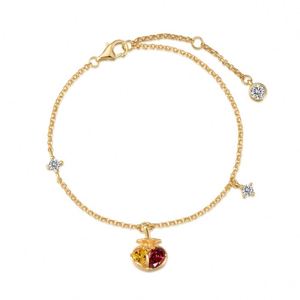 Dylam Tropical Style <b>Charm</b> 22K Gold Plated Tarnish Free S925 <b>Silver</b> Link Chain 5A Zircon Fruit Heart Pendant <b>Bracelets</b> for Women - Product Image 1