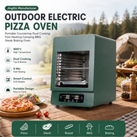 Four à pizza électrique portable JingXin pour extérieur, double cuisson rapide, idéal pour le camping, le barbecue et la cuisson de steaks