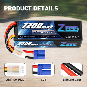 Zeee 11.1V 7200mAh 80C 3S Lipo Batterie avec connecteur EC5 Hardcase Batterie pour RC Car RC Truck <span class=keywords><strong>Traxxas</strong></span> LOSI Associated Racing - Product Image 3