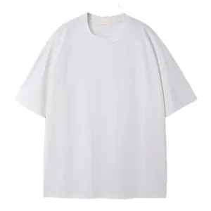 T-Shirt in cotone 100% a tracolla pesante con stampa oversize con Logo personalizzato abbigliamento da uomo in tinta unita Plus Size ampia T-Shirt Streetwear