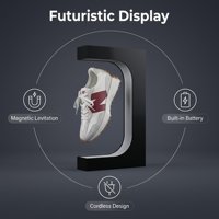 Présentoir rotatif rechargeable en forme de E à lévitation magnétique sans fil pour chaussures pop bouteille tasse