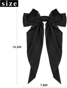 Pinzas para el pelo de tela de seda con lazo de mariposa, de cola larga y gran tamaño, horquillas y pasadores para mujer - Product Image 5