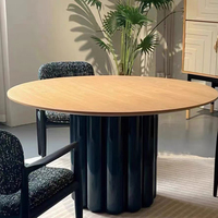 Table à manger ronde extensible en chêne massif moderne Combinaison de chaises de table simple et rétro française 4 places pour la famille et l'hôtel