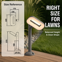 Lampe de jardin LED moderne à tête unique, étanche IP65, en aluminium, blanc chaud, pour parterres de fleurs, cour et allée