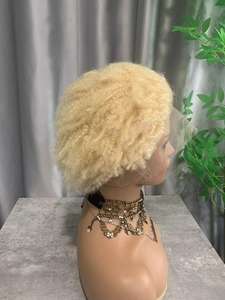 CF398 <span class=keywords><strong>Peluca</strong></span> de Cabello Humano Virgen Brasileño con Encaje Completo, Rizado Afro Kinky, Rubio 613, para Trenzas y <span class=keywords><strong>Rastas</strong></span>, 10 Pulgadas - Product Image 4