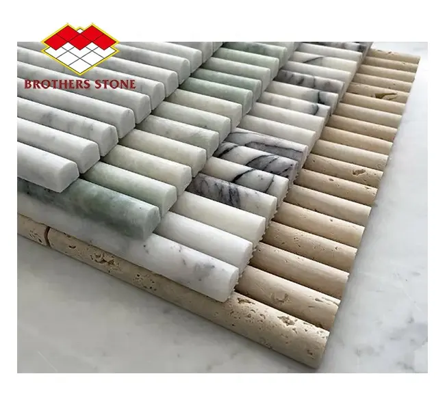 Honed mosaic tile bathroom floor Curve Modern Mini Flute Lilac Decoration Ribbed Fluted Marble Mosaics