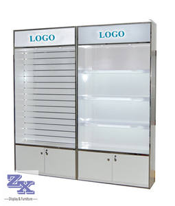 Dudukan Pajangan Dinding Slat Kustom untuk Toko Ritel Ponsel, Kabinet Pajangan Dinding Slat untuk Toko Telepon Desain Furnitur Interior - Product Image 2