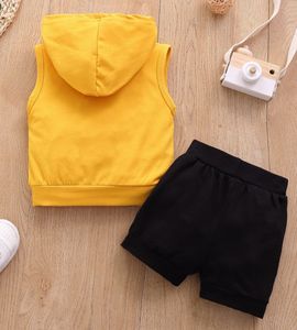 Boutique vêtements pour enfants garçons tenues vêtements de nouveau-né en coton sweat à <span class=keywords><strong>capuche</strong></span> sans manches de haute qualité pour enfants survêtements de sport courts - Product Image 3