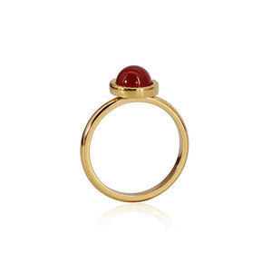 Minimalist Thin 316L Stainless Steel <b>Ring</b> Colorful Natural Stone 14K 18K Gold Plated Red Agate <b>Ring</b> for Women - Product Image 5
