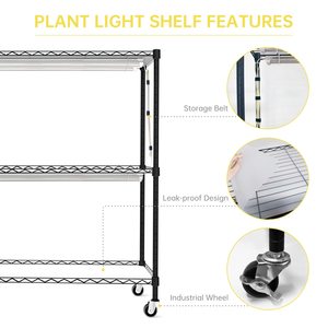 Support réglable et roues pour plantes étagère pour plantes de bricolage avec lumières de croissance étagère pour lumières de croissance à spectre complet pour le démarrage des semences - Product Image 6