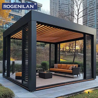 Pérgola Bioclimática de Aluminio Personalizada Rogenilan, Techo de Láminas Ajustables Eléctricamente para Patio Exterior