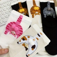 En stock, taille unique, chaussettes d'hiver pour femme, motif œuf de chat, nouvelle collection 2025, mignonnes, drôles, dessin animé, couple, polyester