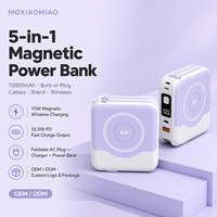 Batterie externe magnétique ultra-fine haute capacité 10000 mAh avec charge sans fil et prise pliable pour voyage