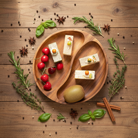 Plateau à fruits secs au design minimaliste moderne, plateau en teck à cinq compartiments, plateau en bois d'acacia, plateau à thé créatif pour la maison