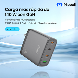 <span class=keywords><strong>Cargador</strong></span> GaN Miccell de 140W al por Mayor con <span class=keywords><strong>4</strong></span> Puertos de Carga Rápida Pd Qc, Adaptador de Pared para Laptop y iPhone - Product Image 3