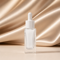 Bouteilles d'huile essentielle en verre givré, forme rectangulaire, avec compte-gouttes cosmétique, recyclables, de bonne qualité