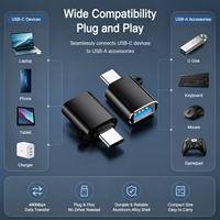 Lot de 2 adaptateurs OTG mini USB-C vers USB 3.0, connecteur portable Type-C pour Samsung S24 S23, MacBook, iPad, clé USB et souris