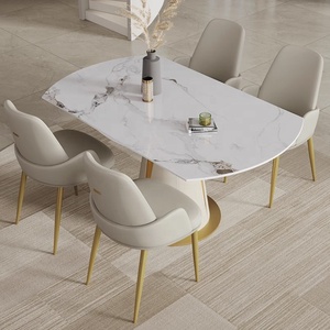 Ánh sáng sang trọng đa chức năng Rock tấm bàn tròn hiện đại đơn giản hộ gia đình xoay Kính thiên văn căng bàn ăn - Product Image 4