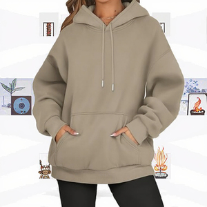 Produttori di abbigliamento personalizzato autunno e primavera nuovo stile cotone 100% 120 grammi semplice felpa con cappuccio da donna - Product Image 3
