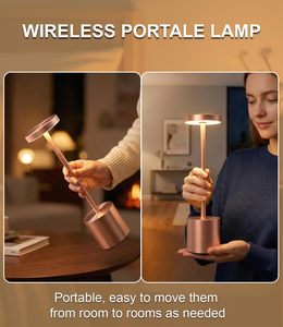 Lampe de table moderne rechargeable par USB avec batterie Li, corps en fer sans fil, intensité variable en continu, couleur/luminosité réglables pour la décoration de chambre/bureau - Product Image 4