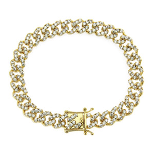 Shiny zircon men's and women's Cuban chain <b>bracelet</b> hip-hop environmentally friendly <b>copper</b> jewelry width 8mm - Product Image 1