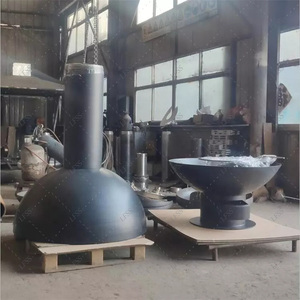 Peinture noire poêle extérieur à bois <span class=keywords><strong>suspendu</strong></span> décor en acier véritable flamme cheminée - Product Image 2