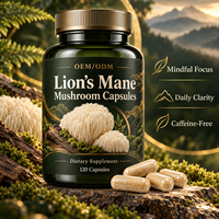 Capsules de Champignon Crinière de Lion à Étiquette Personnalisée, 120 Comprimés, Complément Alimentaire pour Hommes, Soutien Énergétique Ciblé, Sans Caféine, OEM ODM