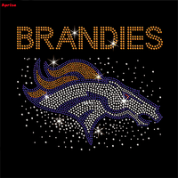 Logo de l'équipe des Denver Broncos en strass thermocollants, design brillant en cristal à repasser pour accessoires vestimentaires