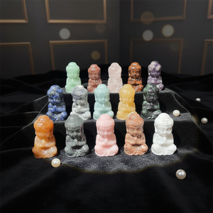 Vente en gros de statues de Bouddha traditionnelles sculptées à la main en cristal naturel de 5 cm, statue de Bouddha bébé en quartz rose poli pour la décoration de la maison - Product Image 3