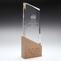 Trophée en cristal transparent de haute qualité en forme de parallélogramme, prix personnalisé en cristal, prix en bois, plaque en cristal