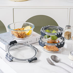 Meilleure vente coffret alimentaire en verre borosilicaté récipient pour la préparation des repas en verre avec couvercles transparents - Product Image 2