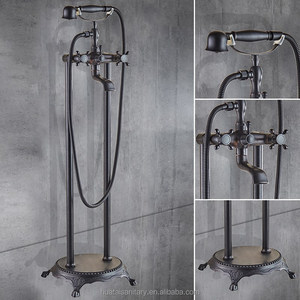 Ferro retro old gold floor bath tap <span class=keywords><strong>gessi</strong></span> golden rubinetto per vasca da <span class=keywords><strong>bagno</strong></span> con piedini autoportanti montato a pavimento - Product Image 2