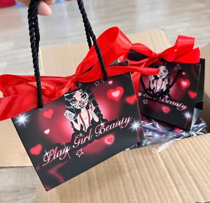 Moda tamaño personalizado colorido embalaje impreso logotipo cinta Favor pequeñas bolsas de regalo de papel con asas - Product Image 3
