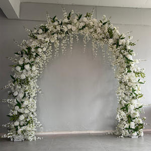 D-UFA052 Arche de fleurs artificielles en gros, arche de fleurs vertes avec toile de fond suspendue, arche de fleurs en soie pour mariage, décoration - Product Image 3