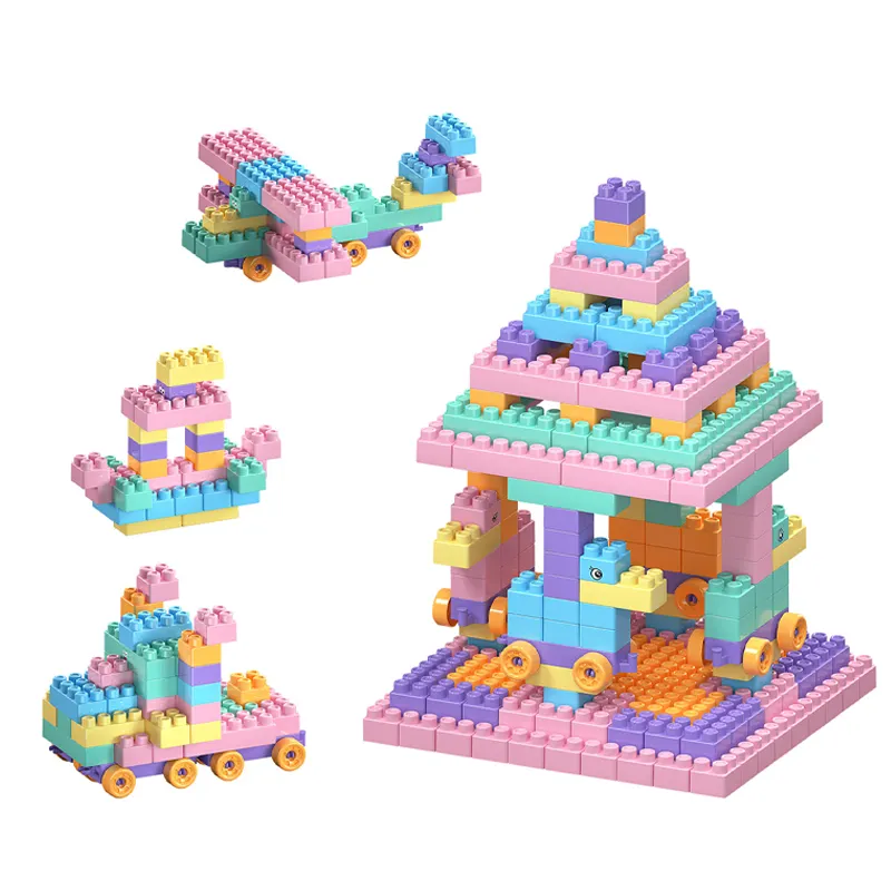 QS New Design Kids Creative Big Bricks Toys 3 Colors Plastic DIY Assembly Building Blocks Set Toys For Children Funny Gift