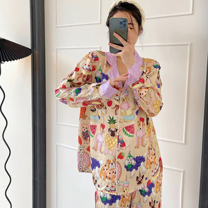Versione coreana del bel temperamento moda Zhao Lu Si <span class=keywords><strong>Star</strong></span> con pantaloni lunghi a maniche lunghe pigiama femminile dolce casa per il tempo libero - Product Image 5