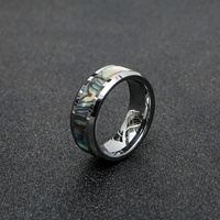 POYA – bague en tungstène 8mm, incrustation de coquille d'ormeau, bande de mariage irisée de luxe pour hommes