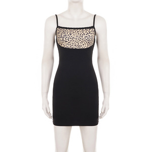 Robe cami sexy moulante à imprimé animalier épicé américain avec dentelle, mini-robe polyvalente et ajustée au corps, style pur désir - Product Image 6