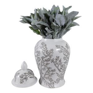 Vaso Decorativo in Ceramica a Forma di Tempio con Fiori di Ciliegio e Coperchio per Arredamento Casa, Camera da Letto, Soggiorno - Product Image 2