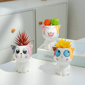 0A70 ผู้จำหน่ายอุปกรณ์ทำสวน กระถางดอกไม้เซรามิกตกแต่งบ้านรูปสัตว์แบบใหม่ กระถางต้นไม้รูปแมวน่ารักขนาดเล็ก - Product Image 6