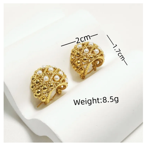 Meilleure qualité Vintage givré métal coeur boucles d'oreilles goutte laiton plaqué perles tissées fête des mères cadeau de mode - Product Image 4