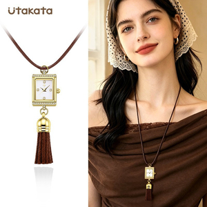Women Minimal Retro Tassel Necklace <b>Watch</b> Waterproof Quartz Wrist <b>Watch</b> - Product Image 3