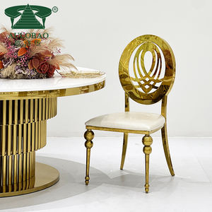 เฟอร์นิเจอร์ห้องโถงโรงแรม เก้าอี้รับประทานอาหารทันสมัยขาสีทอง - Product Image 1