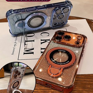 <span class=keywords><strong>Coque</strong></span> de téléphone de <span class=keywords><strong>luxe</strong></span> à paillettes électroplaquées pour <span class=keywords><strong>iPhone</strong></span> 17 16 <span class=keywords><strong>Pro</strong></span> Max avec support magnétique pliable et protection de l'appareil photo (membrane arrière) - Product Image 6