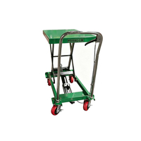 Plataforma elevadora hidráulica manual móvil, carro elevador de tijera con plataforma plana y mango telescópico