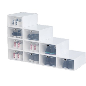 Stackable nhựa màu đen gấp nối dài giày lưu trữ hộp hình vuông có thể tháo rời Flip-Top đóng nắp hiện đại carton - Product Image 1