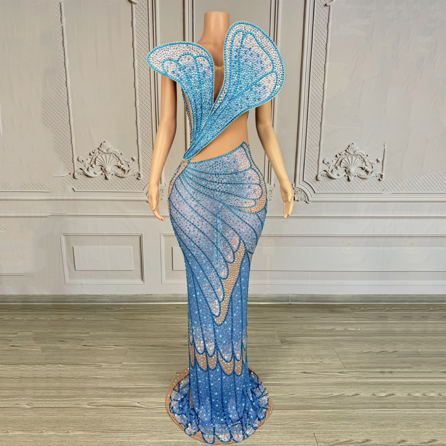 michelle mason halter dress Halter draped gown main image 0